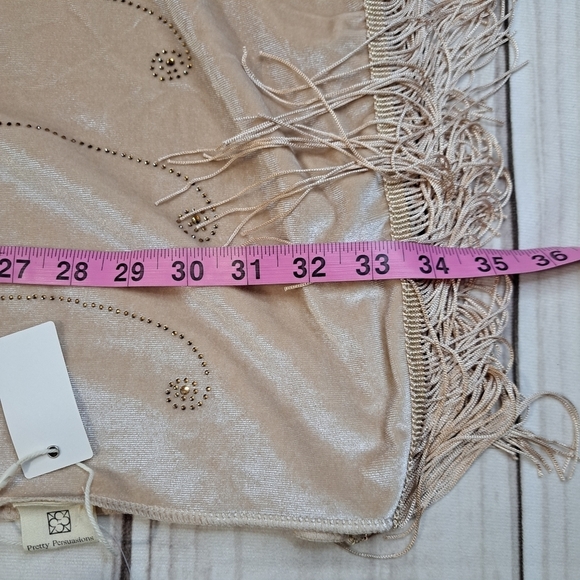 Pretty Persuasions Velvet And Rhinestone Scarf With Fringe - Picture 11 of 13